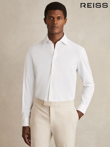 Reiss White Voyager Long-Sleeve Travel Shirt (F18163) | €195