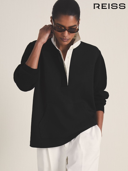 Reiss Black Noa Reiss | Les 100 Ciels Polo Sweatshirt (F18177) | €244