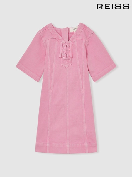 Reiss Tia Lace-Up Detail Denim Dress (F18222) | 95 €
