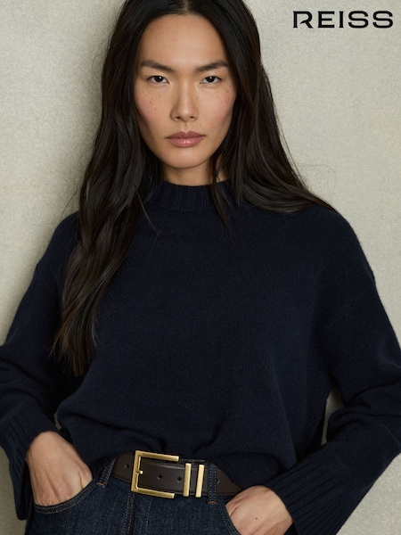 Reiss Navy Elena Wool-Cashmere Crew Neck Jumper (F18315) | $177