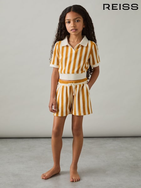 Reiss Yellow Tara 4-9 yrs Towelling Stripe Shorts Set (F18359) | €65