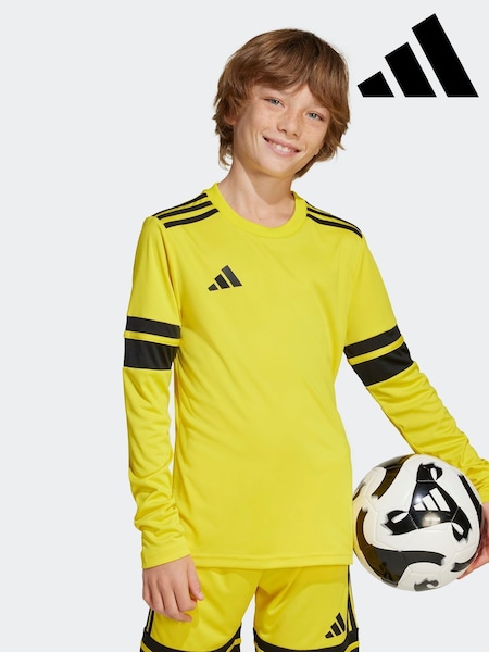 adidas Yellow/Black Squadra 25 Long Sleeve Kids Football shirt (F18433) | AED105