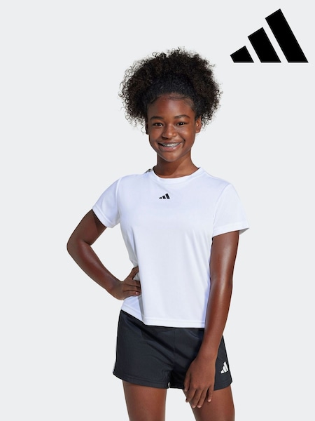 adidas White Regular Fit Essentials Logo Kids Training T-Shirt (F18448) | €15.50