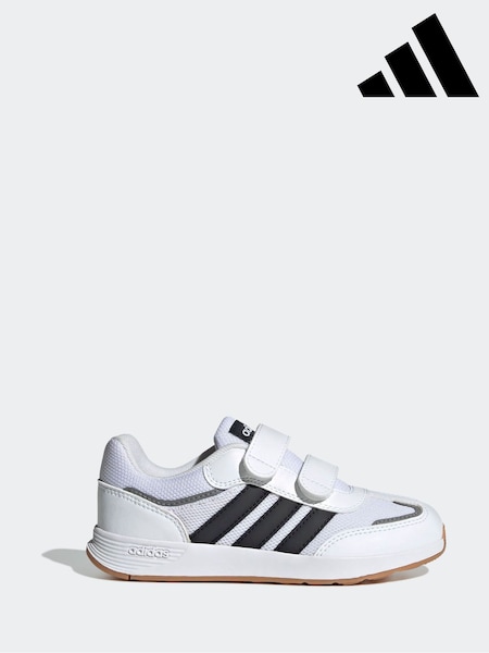 adidas White/Black Tensaur Switch Hook and Loop Kids Trainers (F18454) | AED175