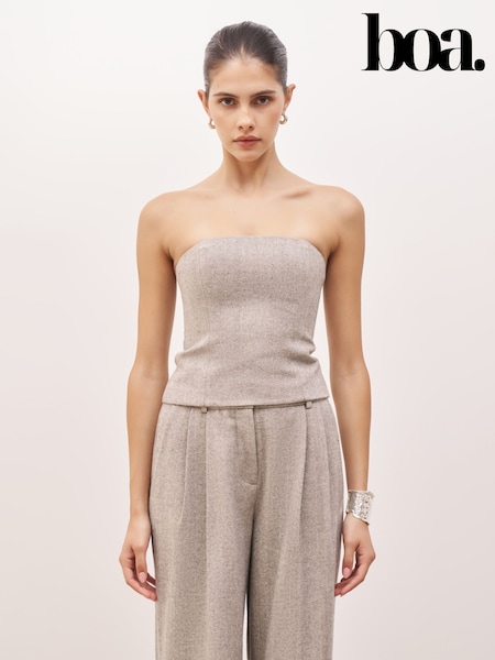 Because Of Alice Grey Herringbone Strapless Bodice Top (F18516) | 173 QAR