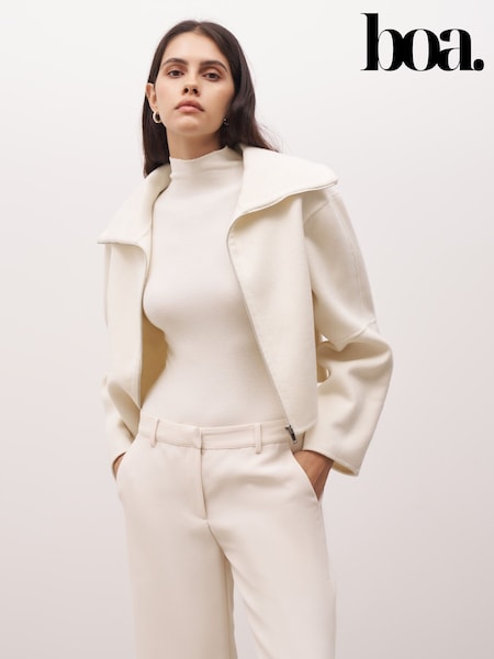 Because Of Alice Cream Double Faced Wool Cropped Jacket (F18524) | ₪754