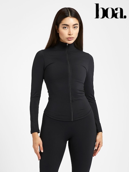 Because Of Alice Black Chrome Base Contrast Trim Zip Up Jacket (F18545) | €56