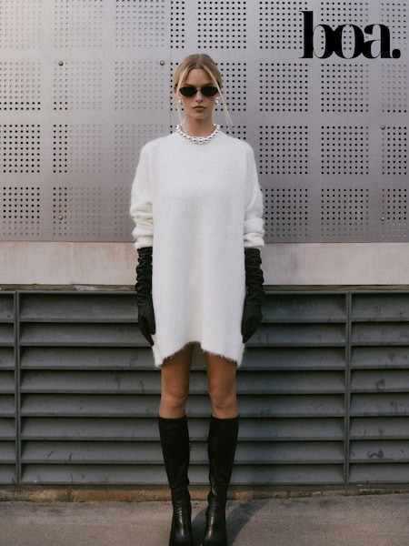 Because Of Alice Cream Soft Brushed High Neck Jumper Dress (F18549) | €99