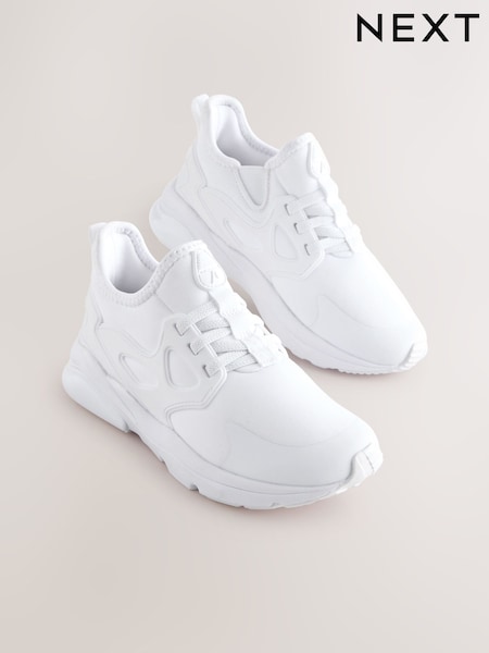 White Wide Fit (G) Elastic Lace Trainers (F18563) | AED132 - AED152