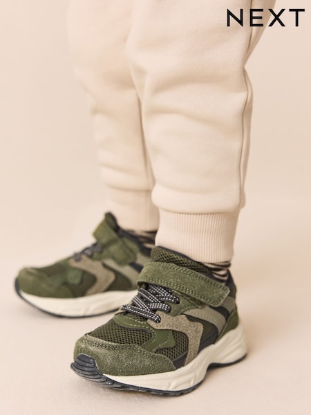 Green Khaki Touch Fastening Elastic Lace Trainers (F18602) | €35 - €39