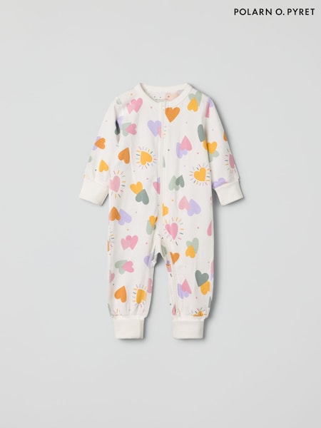 Alb - Pijama din amestec de bumbac organic Polarn O. Pyret (F18647) | 179 LEI