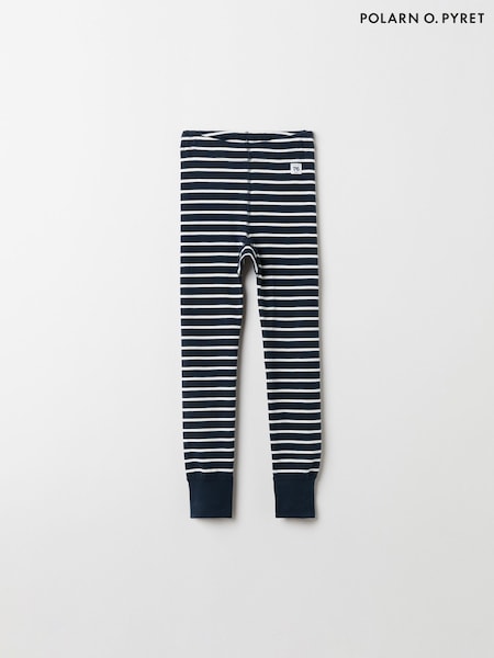 Polarn O Pyret Blue 100% Organic Cotton Striped Leggings (F18648) | AED128