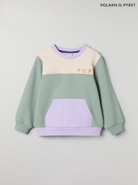 Polarn O. Pyret Green 100% Organic Cotton Block Colour Sweatshirt (F18658) | R$ 295