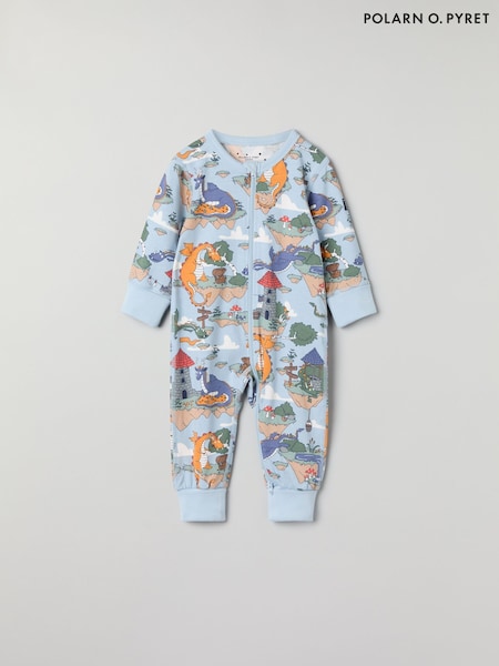 Albastru - Pijama din amestec de bumbac organic Polarn O. Pyret (F18661) | 179 LEI