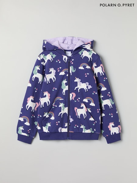 Polarn O. Pyret Dark Blue Organic Cotton Print Hoodie (F18666) | ₪201