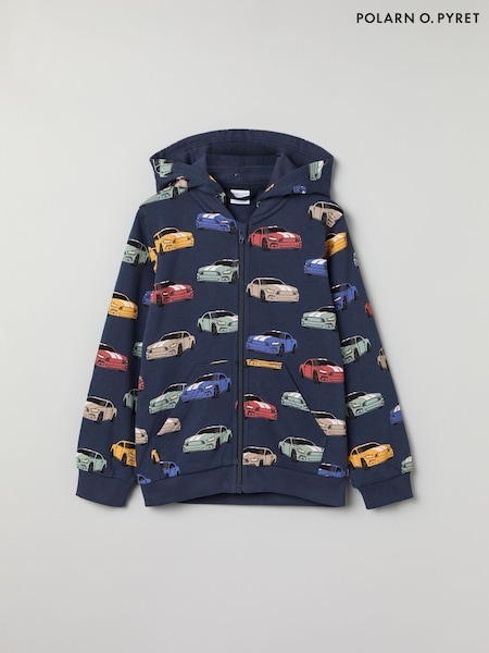 Polarn O. Pyret Blue Organic Cotton Print Hoodie (F18667) | ₪201