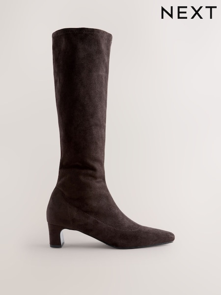 Chocolate Brown Standard/Wide Fit Forever Comfort® Chisel Toe Knee Sock Boots (F18674) | R$ 565