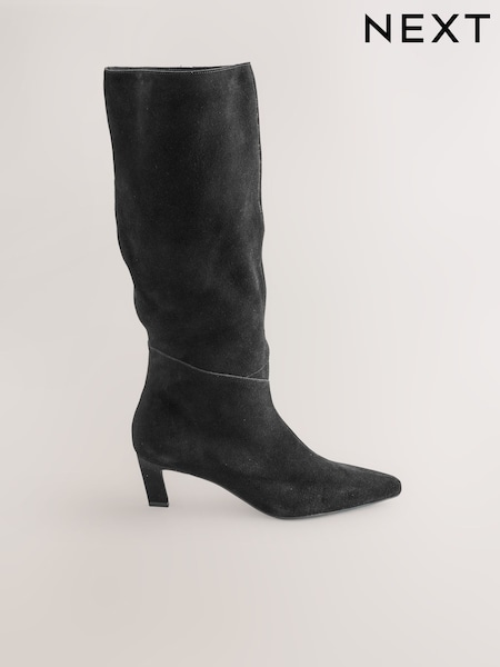 Ante negro - Forever Comfort® Knee Alto Chisel Toe Heeled Boots (F18682) | 105 €
