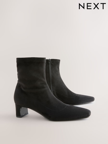 Black Extra Wide Fit Forever Comfort® Chisel Toe Block Heel Sock Boots (F18701) | R$ 390