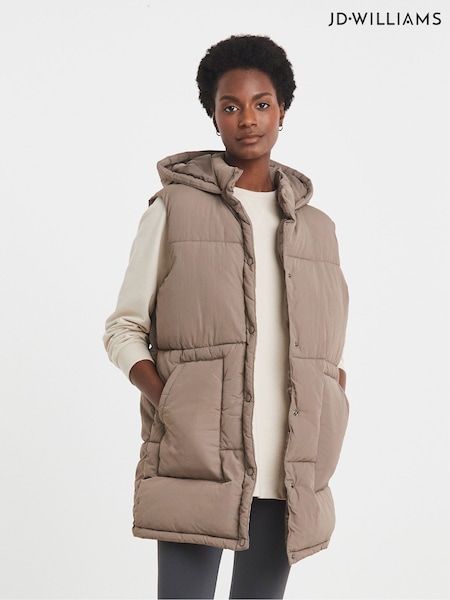 JD Williams Brown Long Hooded Leisure Gilet (F18808) | €72