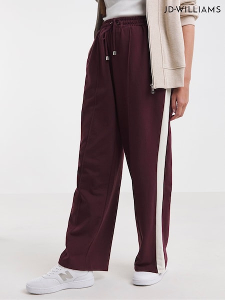 JD Williams Red 100% Cotton Side Stripe Wide Leg Joggers (F18812) | €43