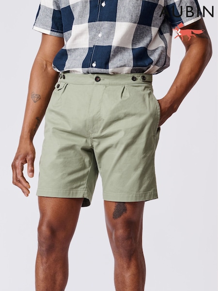 Aubin Green 100% Cotton Oahu Single Pleat Shorts (F18834) | ‏377‏₪