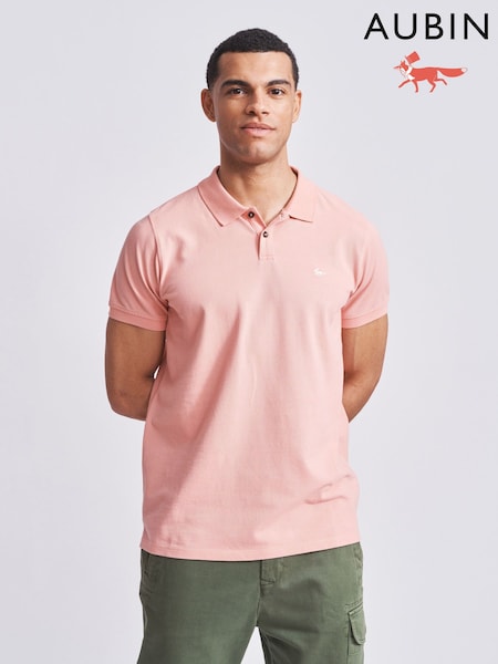 Aubin Pink Marcel Pique 100% Cotton Polo Shirt (F18847) | 410 LEI