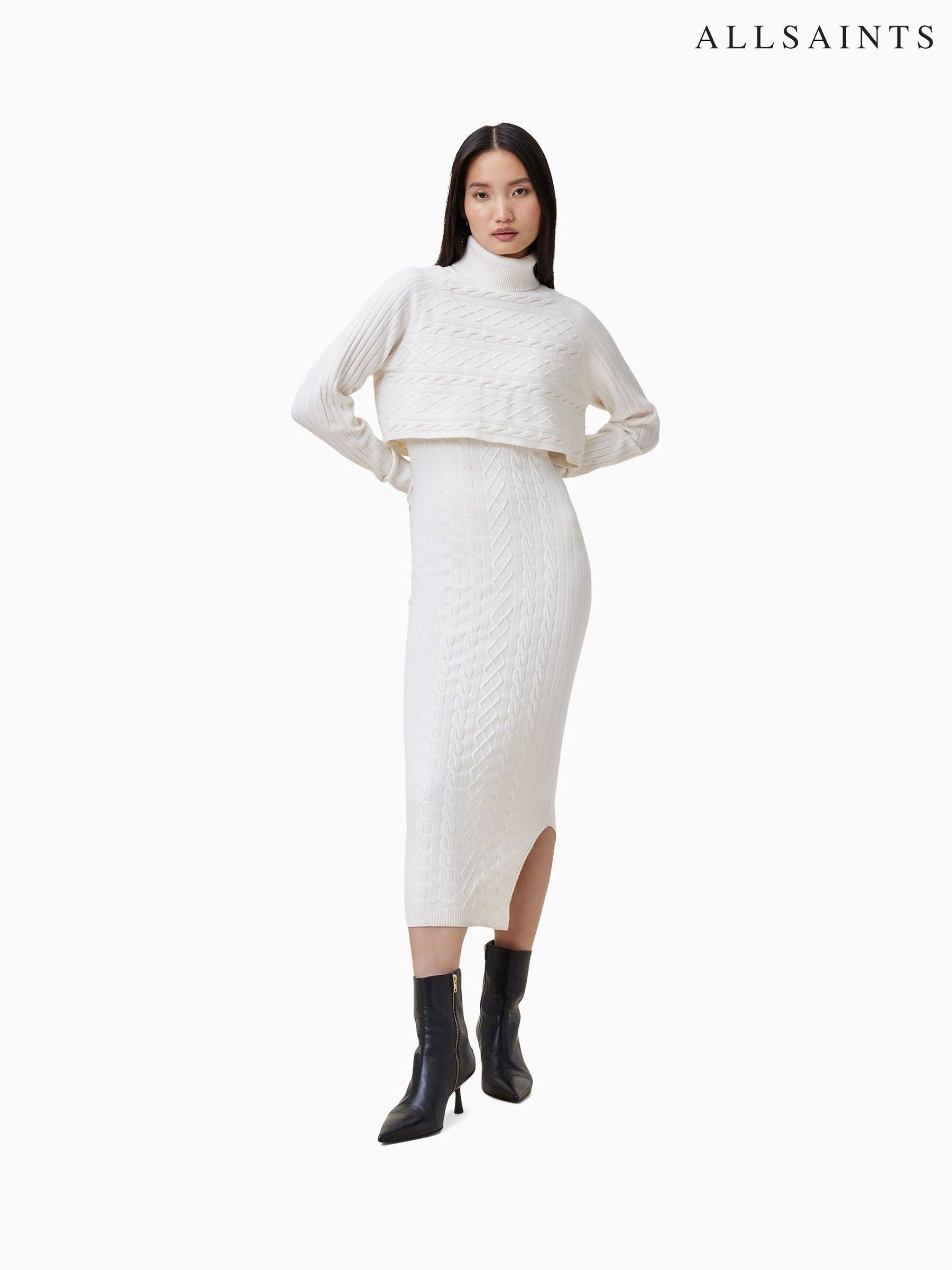 White roll neck dress outlet