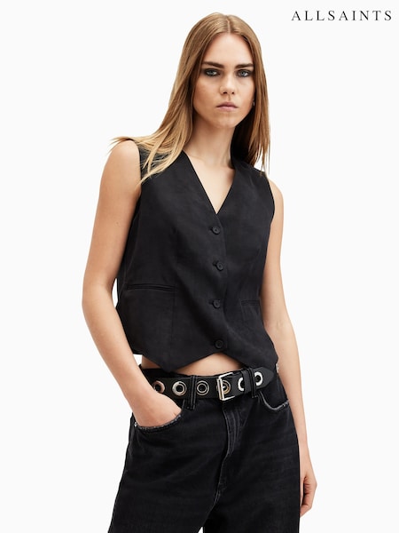 AllSaints Black Averie Ten Waistcoat (F18876) | ₪699