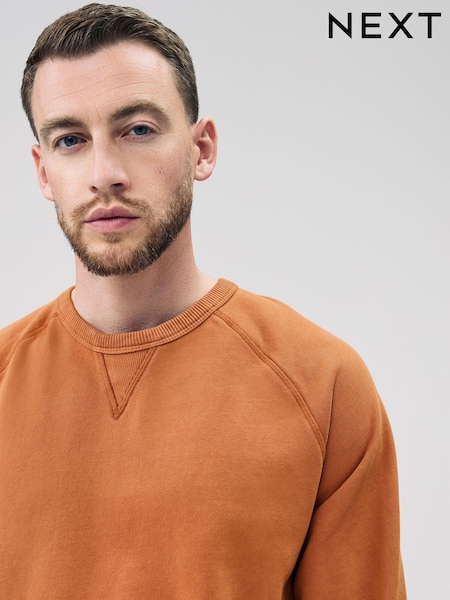 Ochre Orange Crew Sweatshirt Heavyweight Garment Washed (F18906) | 168 QAR