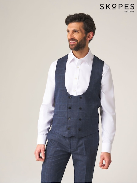Skopes Blue Double Breasted Double Breasted Scoop Anello Suit Waistcoat (F19029) | €73