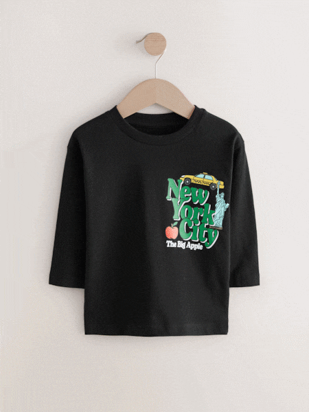 Musta NYC - Back Print Long Sleeve T-shirt (3mths-7yrs) (F19032) | €7 - €9