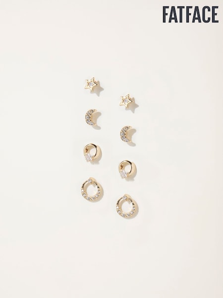 FatFace Gold Tone Multi Pack Gem Earrings (F19048) | €19