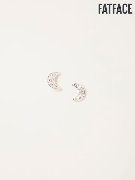 FatFace Silver Tone Moon Stud Earrings (F19050) | AED49