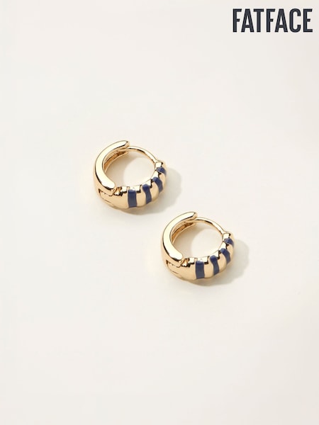 FatFace Navy Blue Enamel Stripe Huggie Earrings (F19051) | AED61