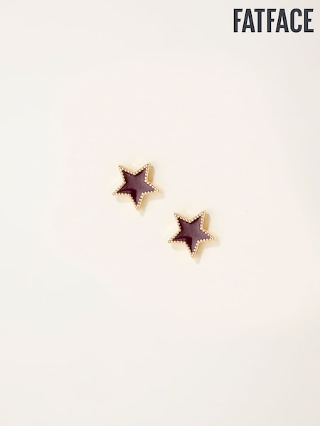 FatFace Burgundy Red Enamel Star Stud Earrings (F19056) | AED49