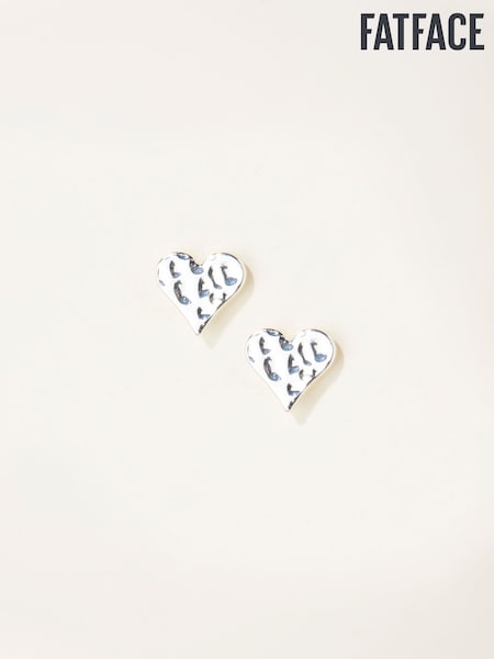 FatFace Silver Tone Heart Stud Earrings (F19064) | AED49