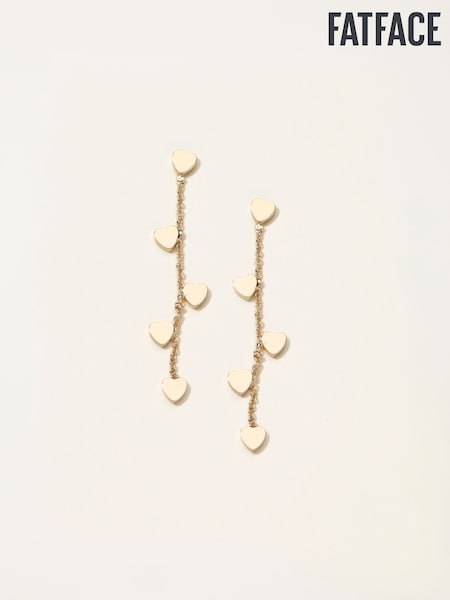 FatFace Gold Tone Heart Chain Earrings (F19065) | AED73