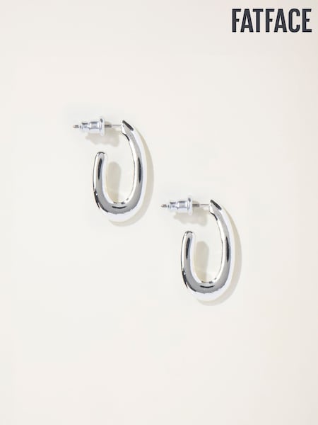 FatFace Silver Tone Twist Oval Hoop Earrings (F19066) | €16.50