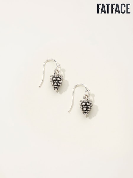 FatFace Silver Tone Pinecone Drop Earrings (F19068) | AED61