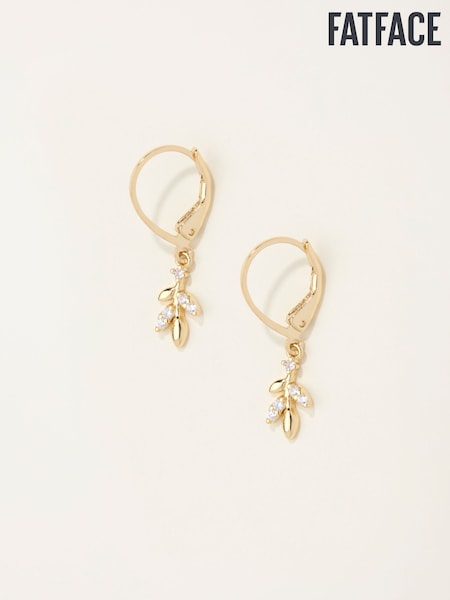 FatFace Gold Tone Leaf Drop Earrings (F19073) | AED61