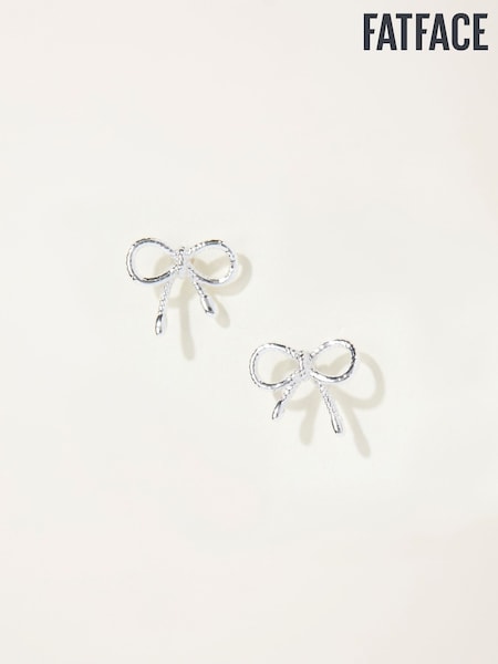 FatFace Silver Tone Bow Stud Earrings (F19079) | AED49