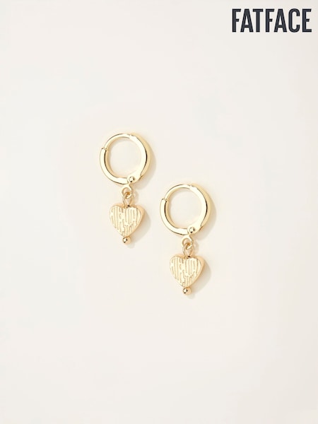 FatFace Gold Tone Heart Drop Earrings (F19082) | AED61