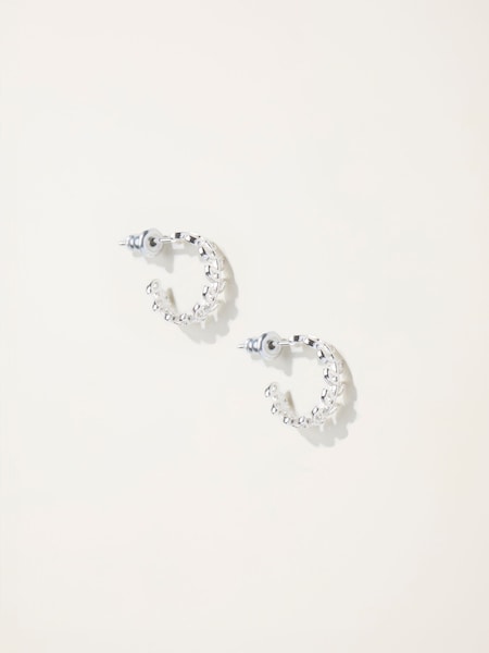 FatFace Silver Tone Leaf Huggie Earrings (F19084) | €13.50
