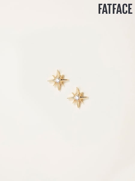 FatFace Gold Tone Textured Star Stud Earrings (F19087) | AED49