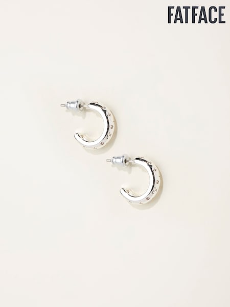FatFace Silver Tone Gem Huggie Earrings (F19088) | AED61