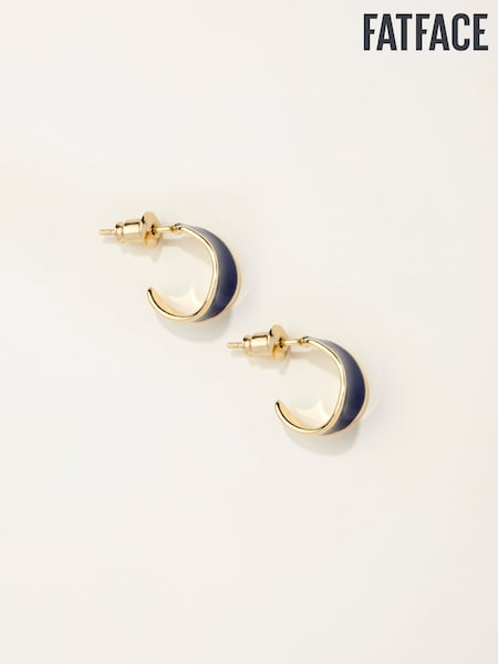 FatFace Navy Blue Enamel Huggie Earrings (F19090) | AED61