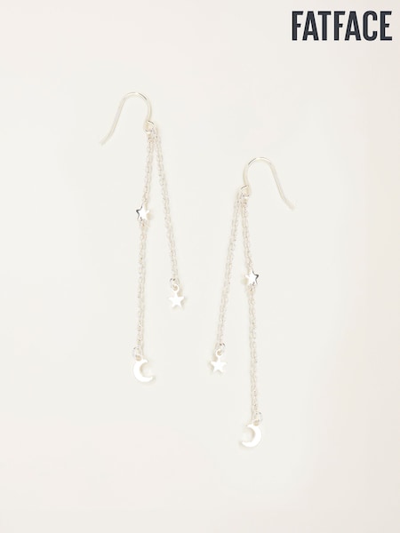 FatFace Silver Tone Star ad Moon Chain Earrings (F19095) | AED73