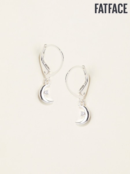 FatFace Silver Tone Moon Drop Earrings (F19096) | AED61