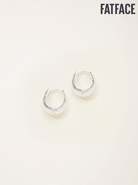 FatFace Silver Tone Textured Hoop Earrings (F19103) | AED61